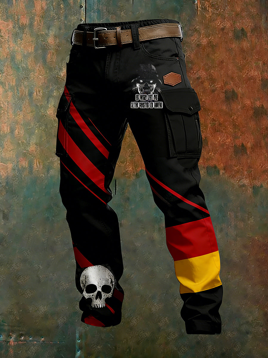 Herren-Cargo-Hose im Vintage-Stil mit deutscher Flagge