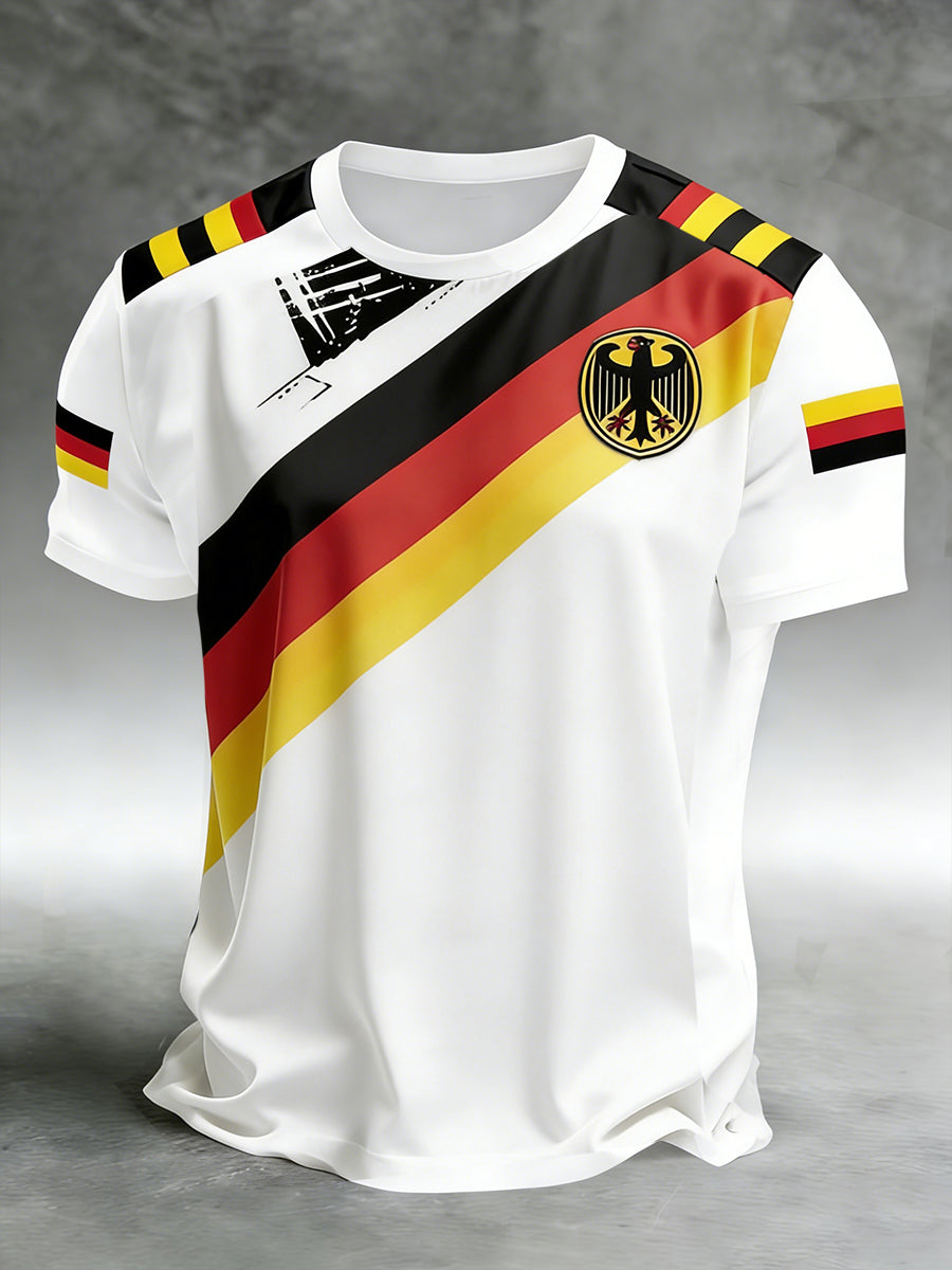 Herren Vintage deutsche Flagge Print Casual T-Shirt