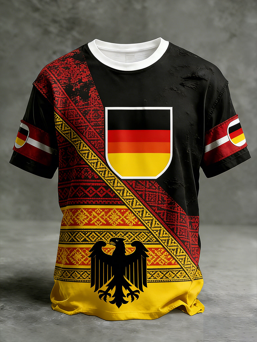Herren Vintage deutsche Flagge Print Casual T-Shirt