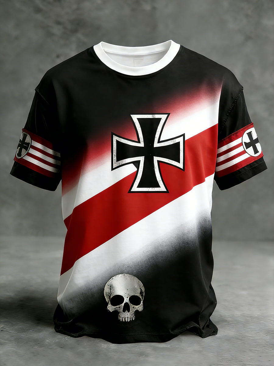 Herren Vintage deutsche Flagge Print Casual T-Shirt
