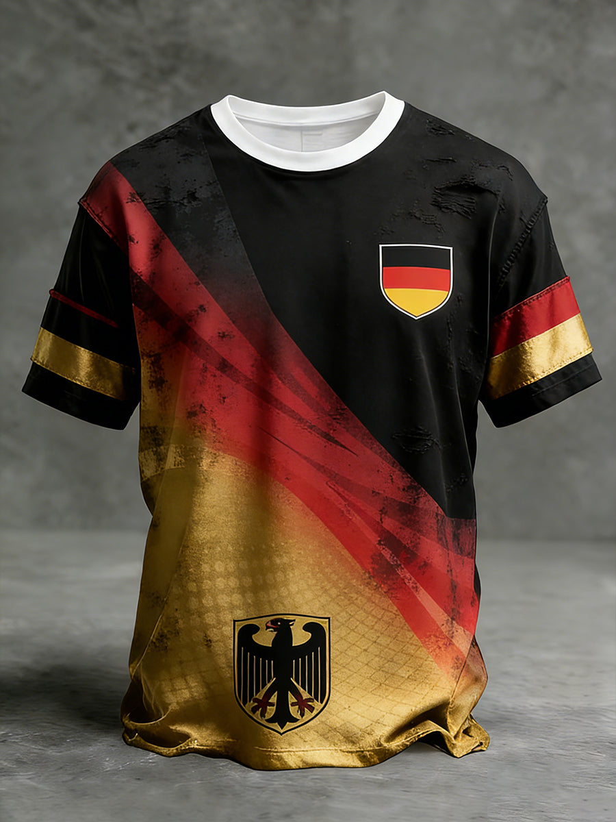 Herren Vintage deutsche Flagge Print Casual T-Shirt