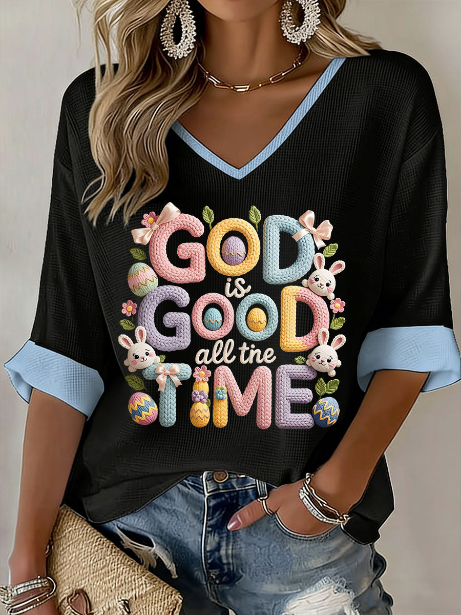 Frauen Gott ist gut die ganze Zeit Waffel T-Shirt
