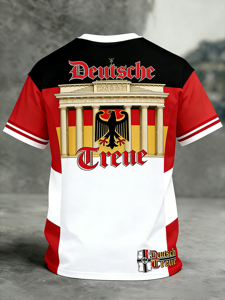 Herren Vintage deutsche Flagge Print Casual T-Shirt