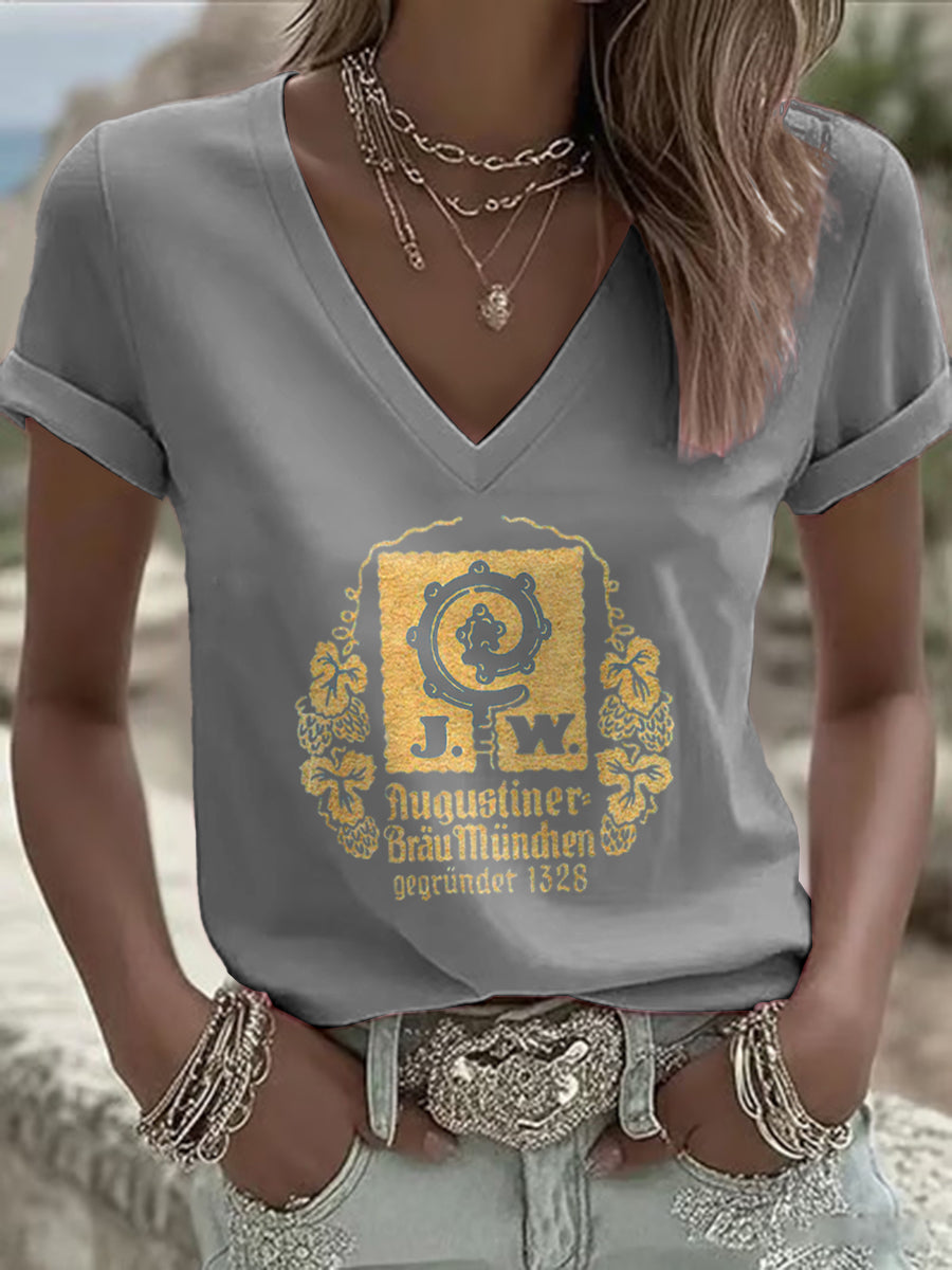 Frauen-T-Shirt für Bierliebhaber mit kurzen Ärmeln