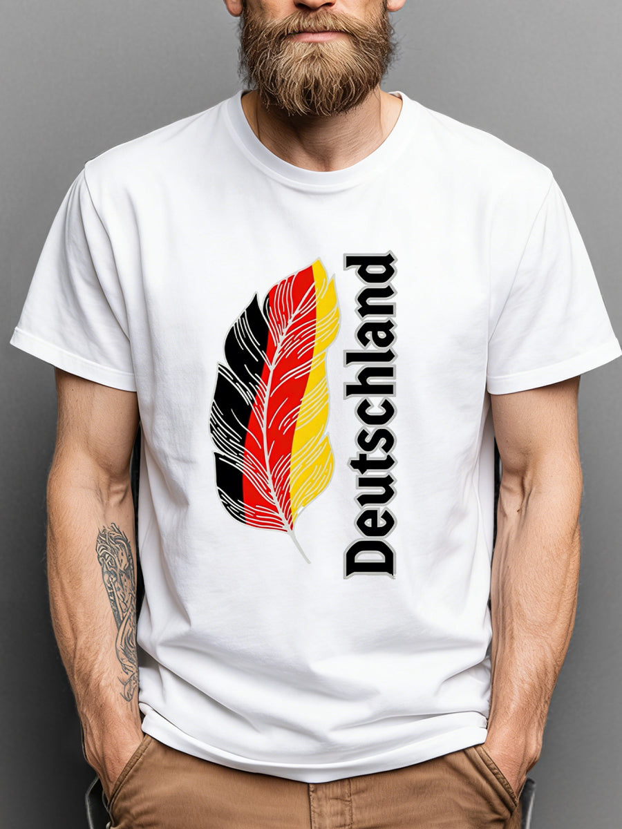 Retro deutsche Flagge Feder kunst 100% Baumwolle T-Shirt