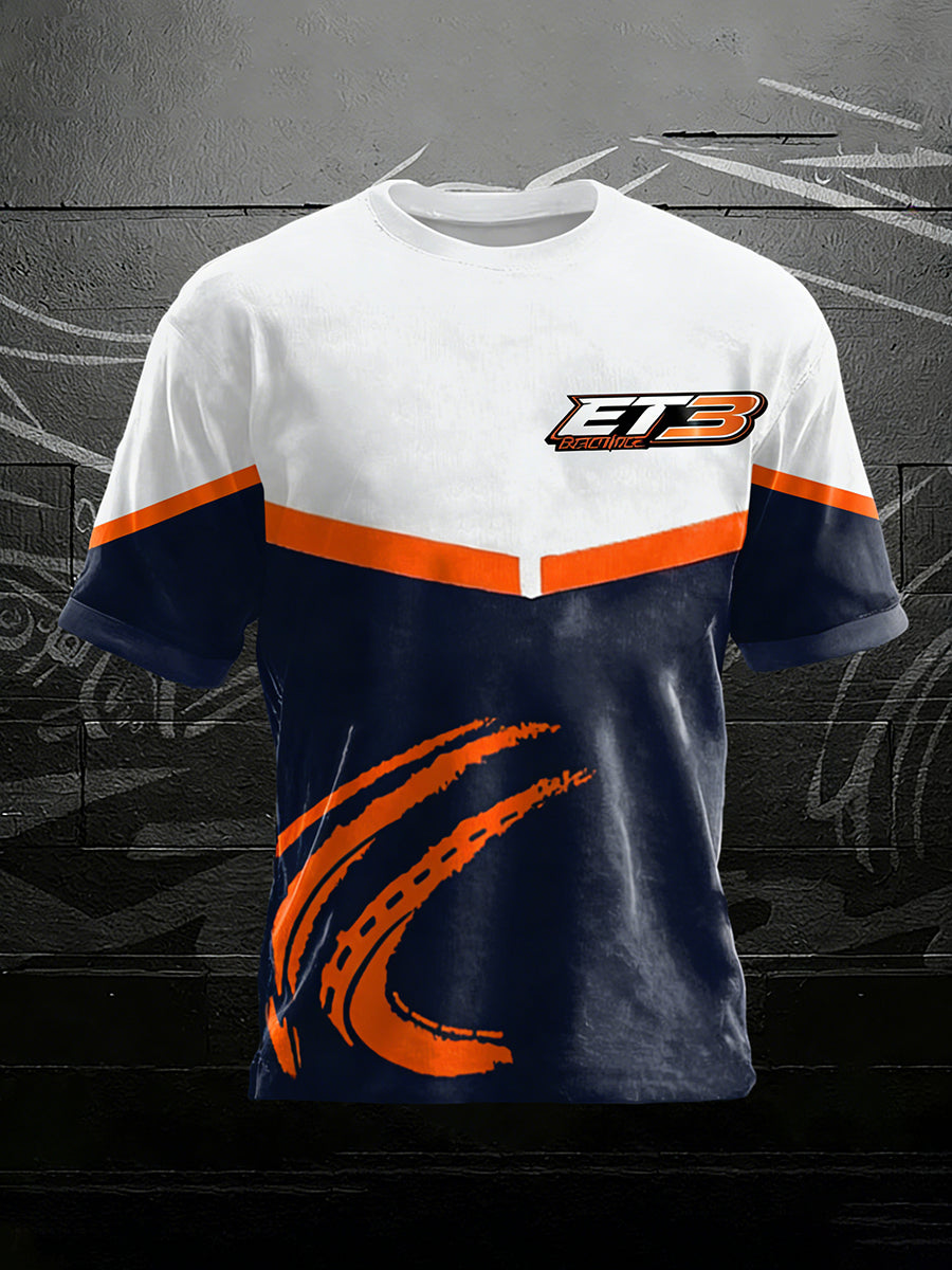 Herren-Motocross-Print-T-Shirt mit kurzen Ärmeln