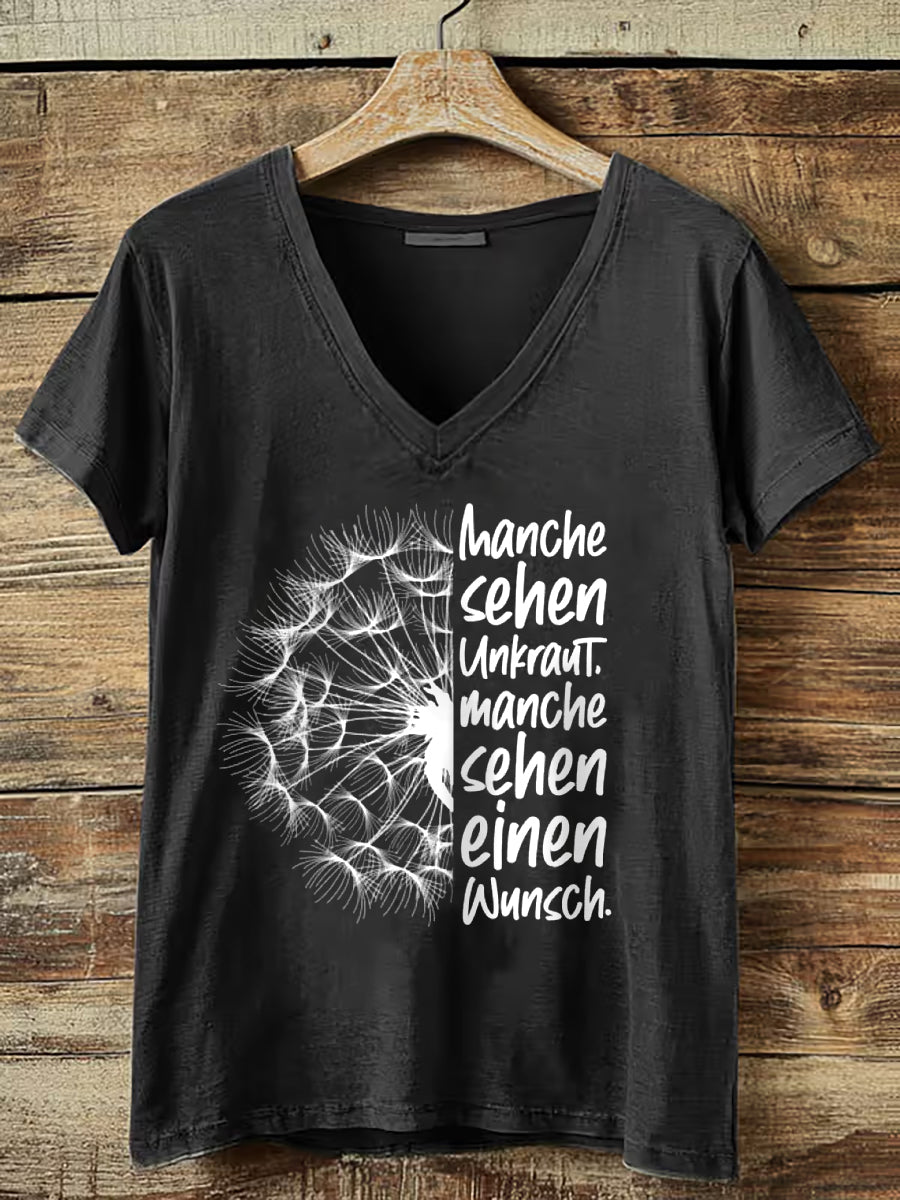 Kurzärmliges T-Shirt mit Blumen druck für Damen