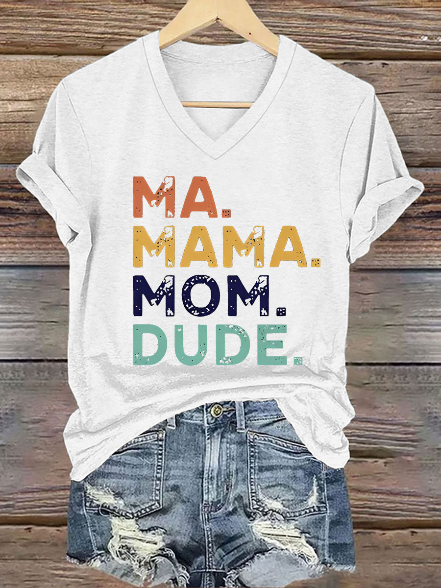 Frauen Ma Mama Mom Dude Eisen auf Kurzarm T-Shirt