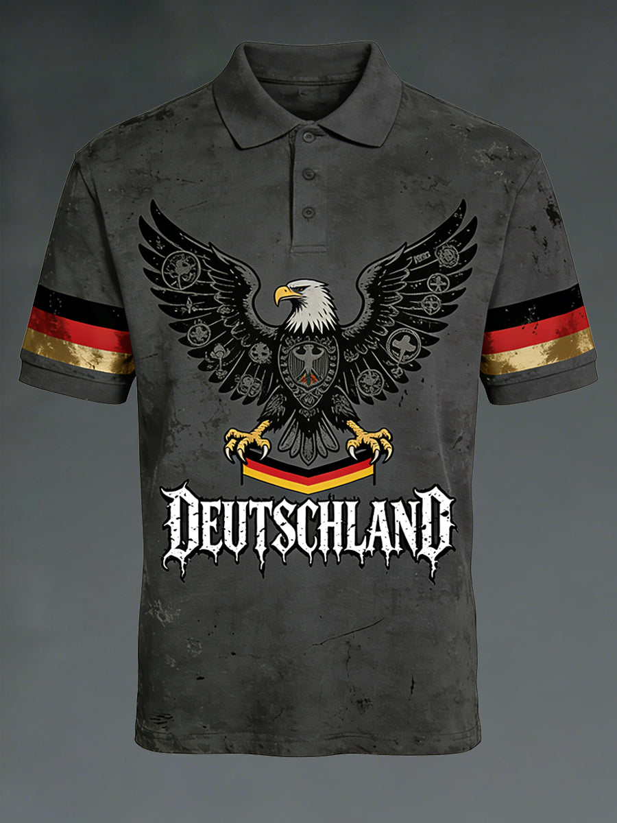 Herren-Poloshirt im Destroyed-Look mit Print