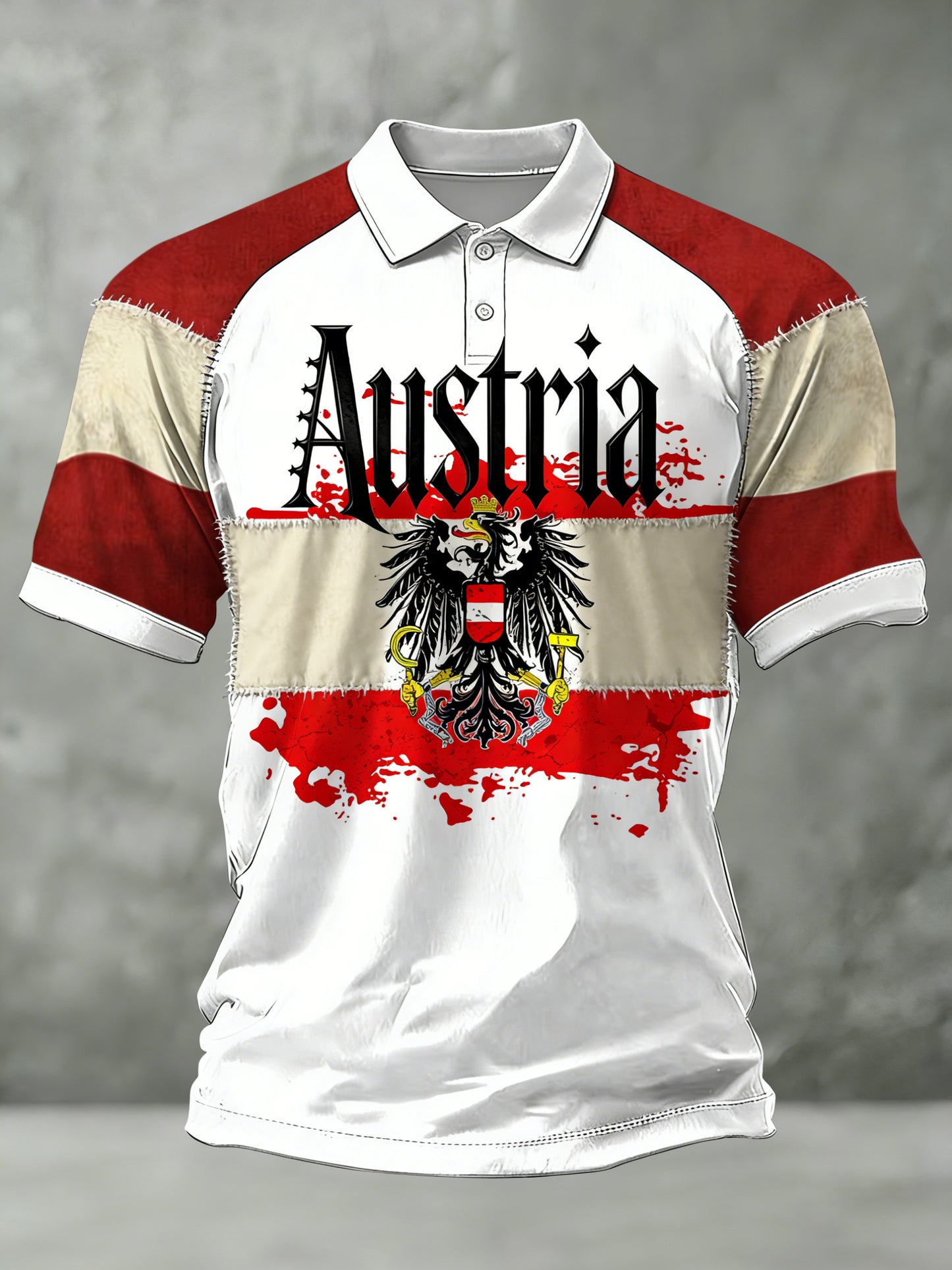 Herren-Poloshirt mit österreichisch inspiriertem Print