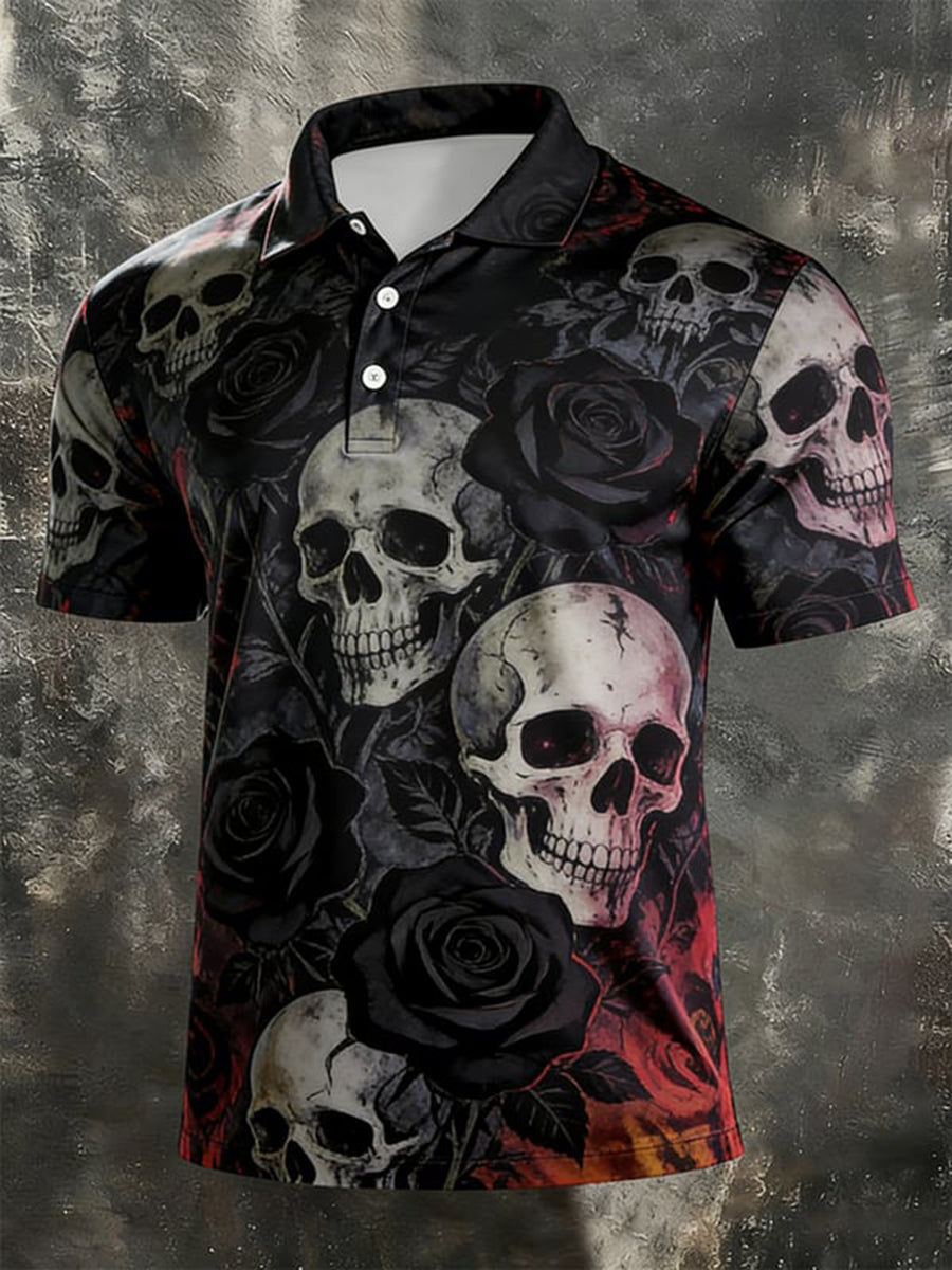 Herren-Shirt mit Totenkopf-Print und kurzen Ärmeln