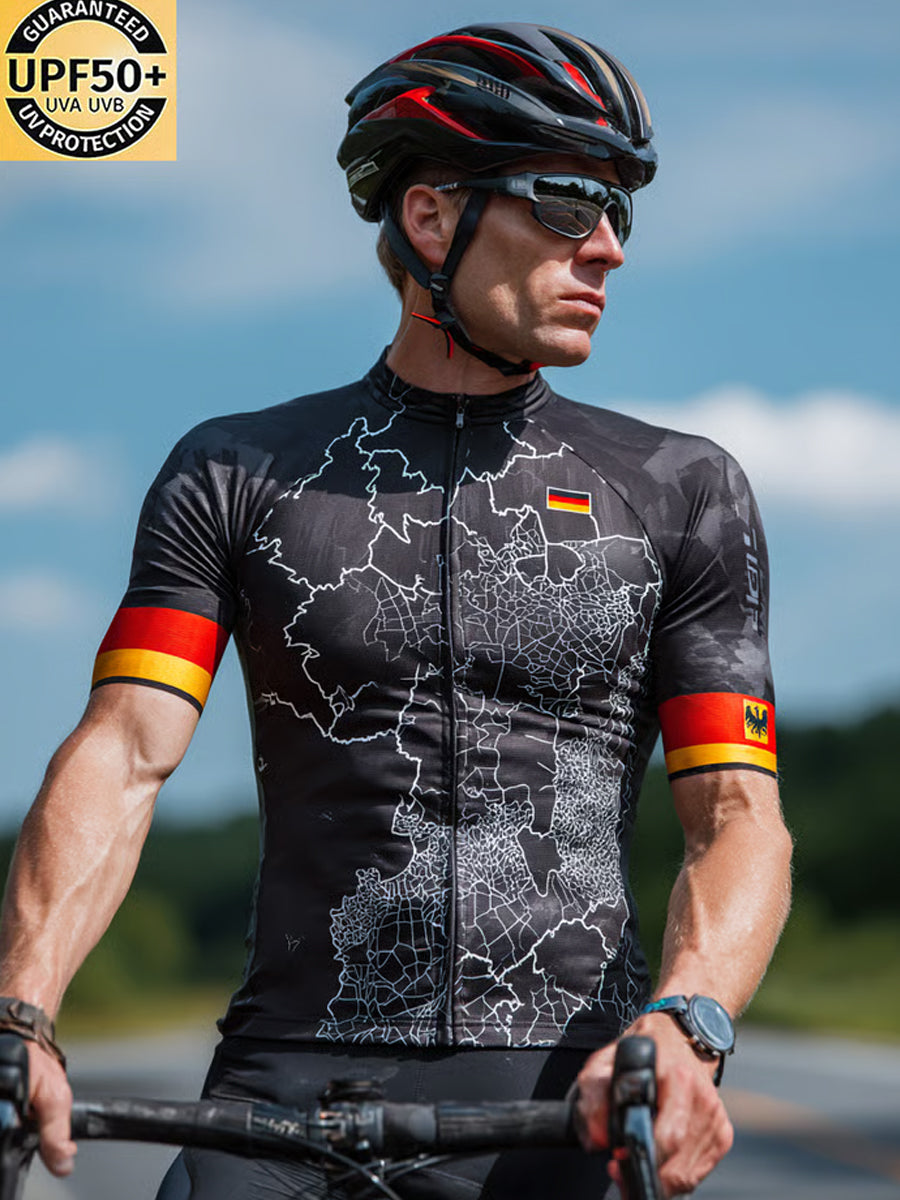 Herren-Outdoor-Sonnenschutz-, Multitaschen-, schnell trocknendes, atmungsaktives, kühlendes Freizeit-Radtrikot