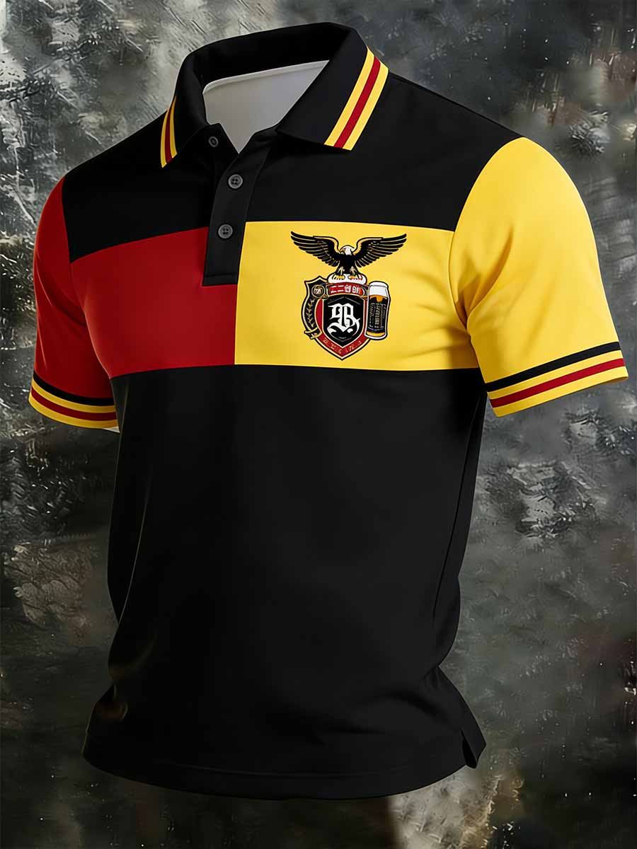 Herren-Retro-Polo-Shirt mit Deutschem-Schäferhund-Print im Casual-Stil