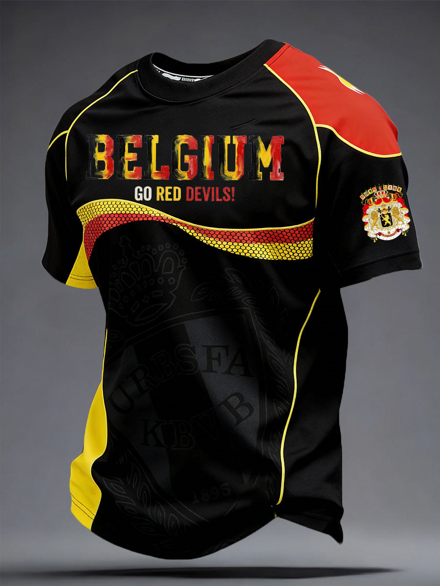 Herren-T-Shirt mit belgischem Fußballmotiv und Aufdruck
