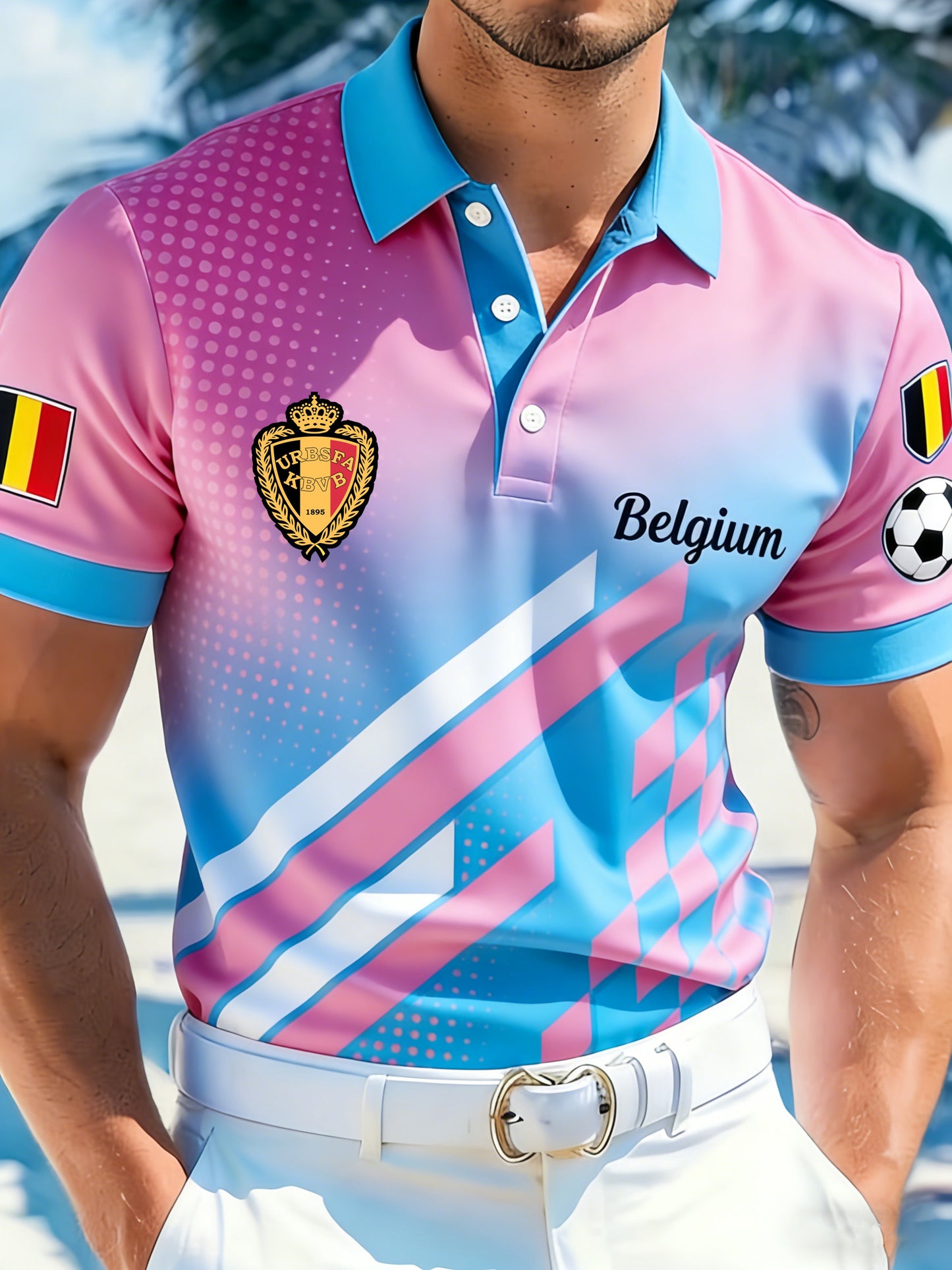 Männer Belgien Fußballspiel Jubeln Kunstdruck Fan Polo