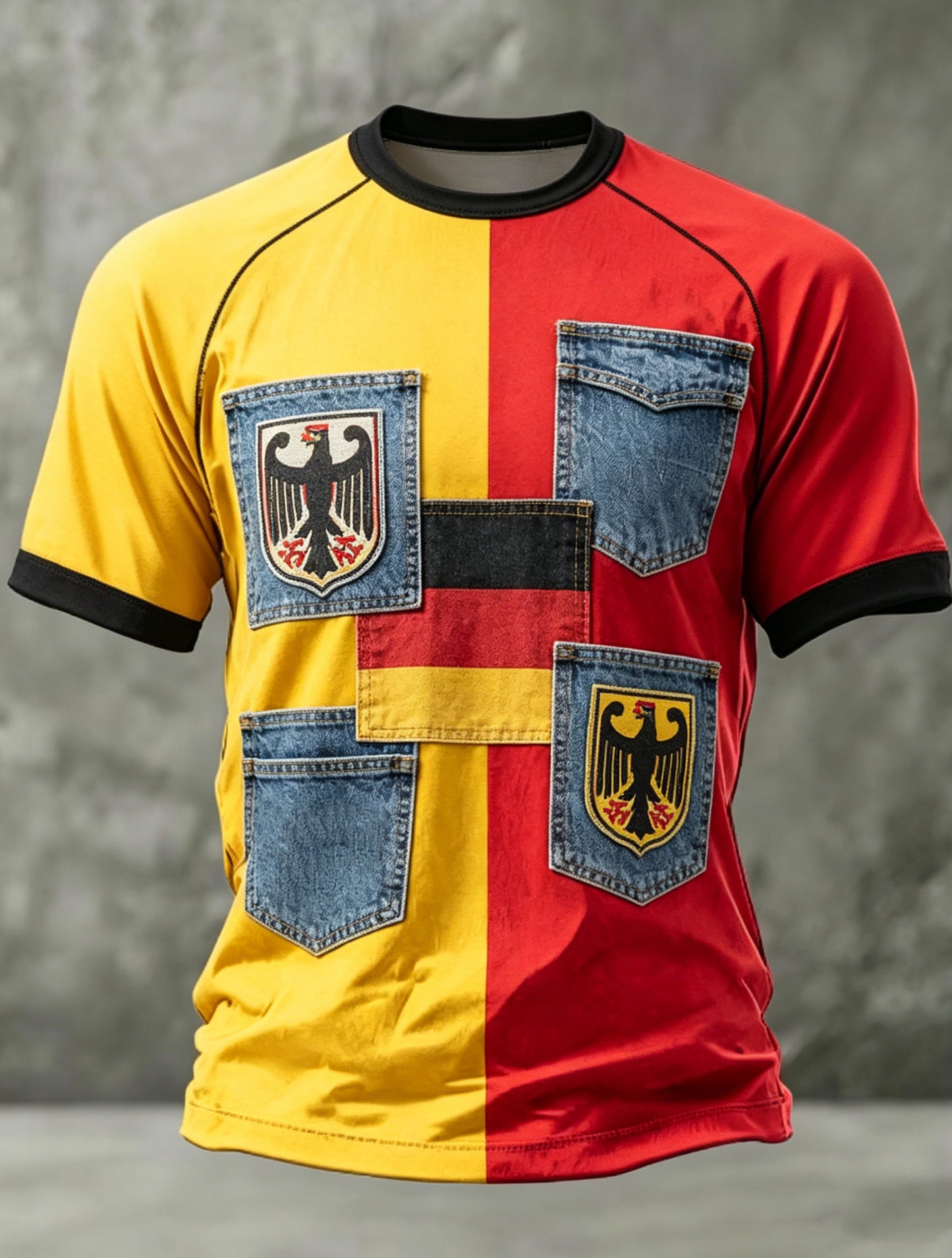 Herren-T-Shirt mit Kunstprint im Farbschema der deutschen Flagge