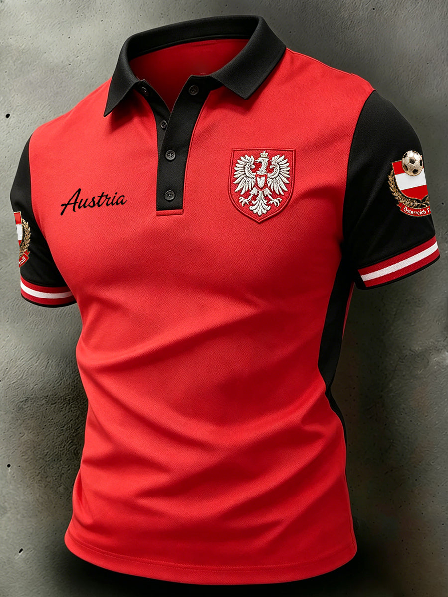 Herren-Poloshirt im Fußball-Design mit Aufdruck, lässig