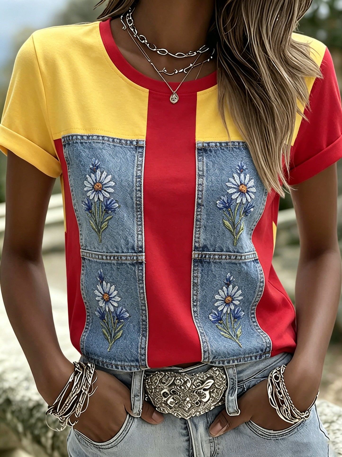 Frauen deutsche Flagge Farbschema Kunstdruck T-Shirt