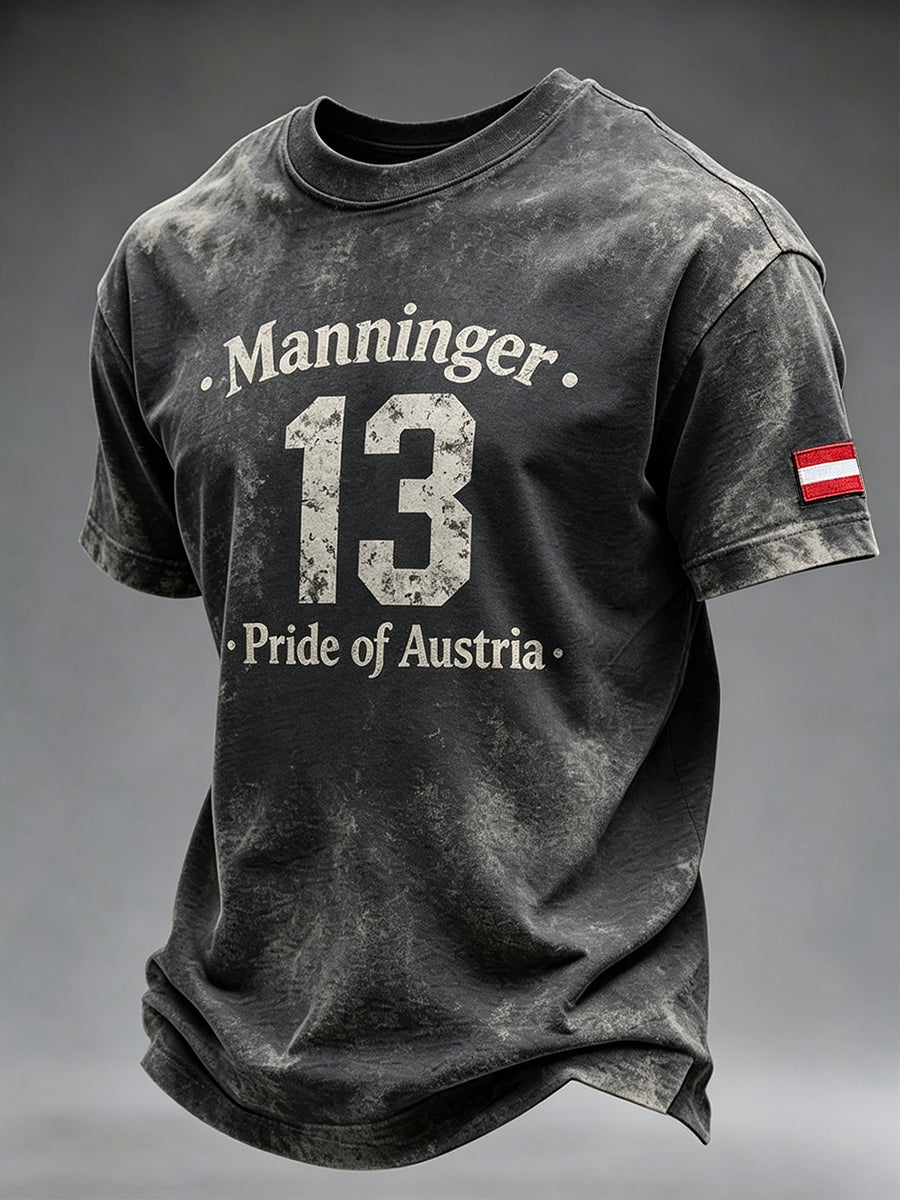 Herren-T-Shirt im Vintage-Stil mit Gedenkfiguren-Print