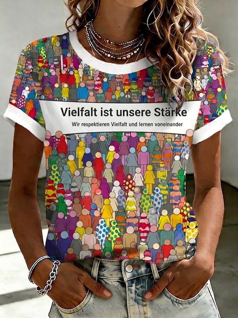 Frauen Vielfalte ist unsere Stärke Print T-Shirt