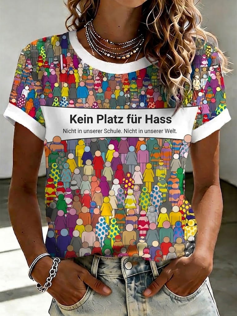 Frauen Kein Platz für Hass Print T-Shirt