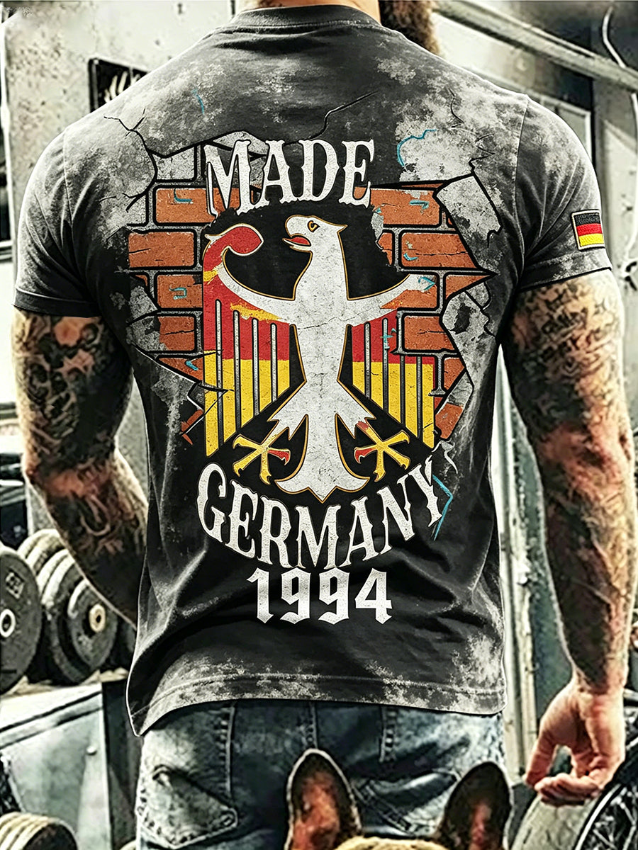 Herren-Used-T-Shirt mit deutschem Motivdruck