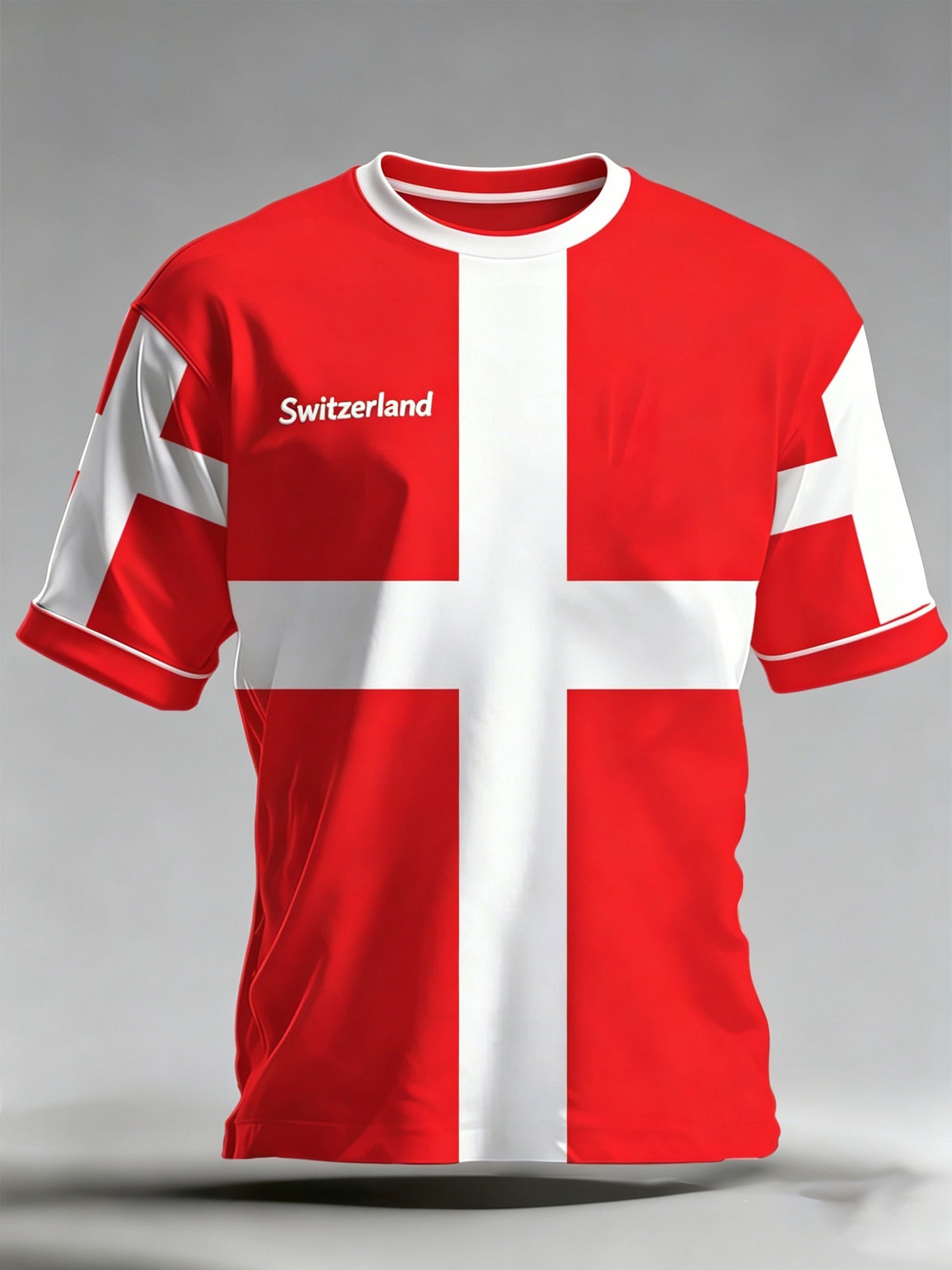 Schweizer Fußball-Match-Kunstdruck-Fan-T-Shirt für Männer