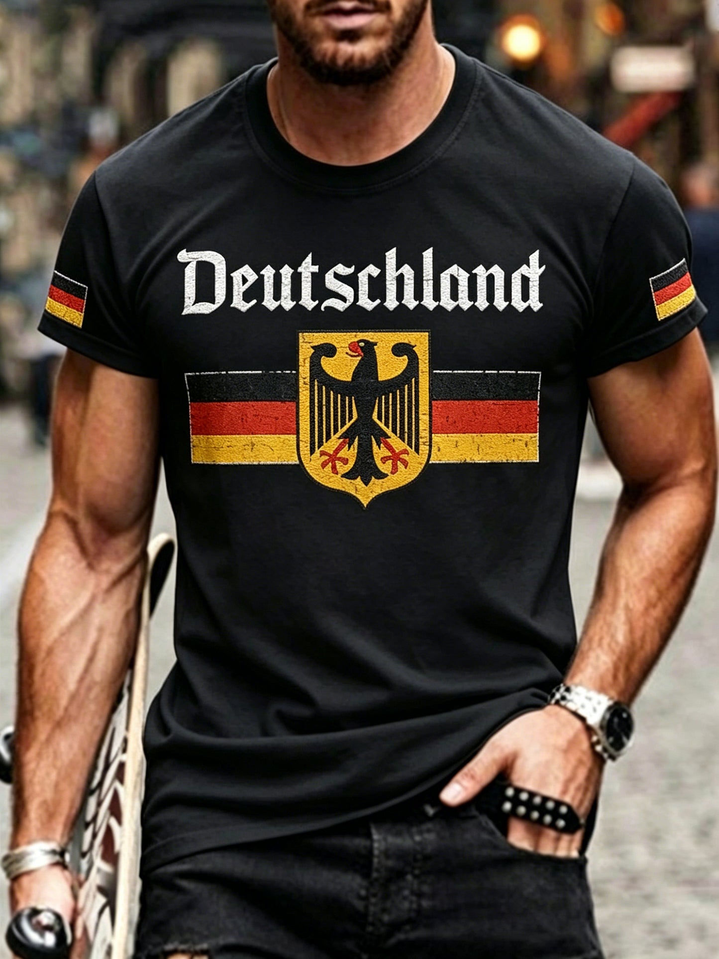 Herren-Casual-T-Shirt mit vintage-gewaschenem Print