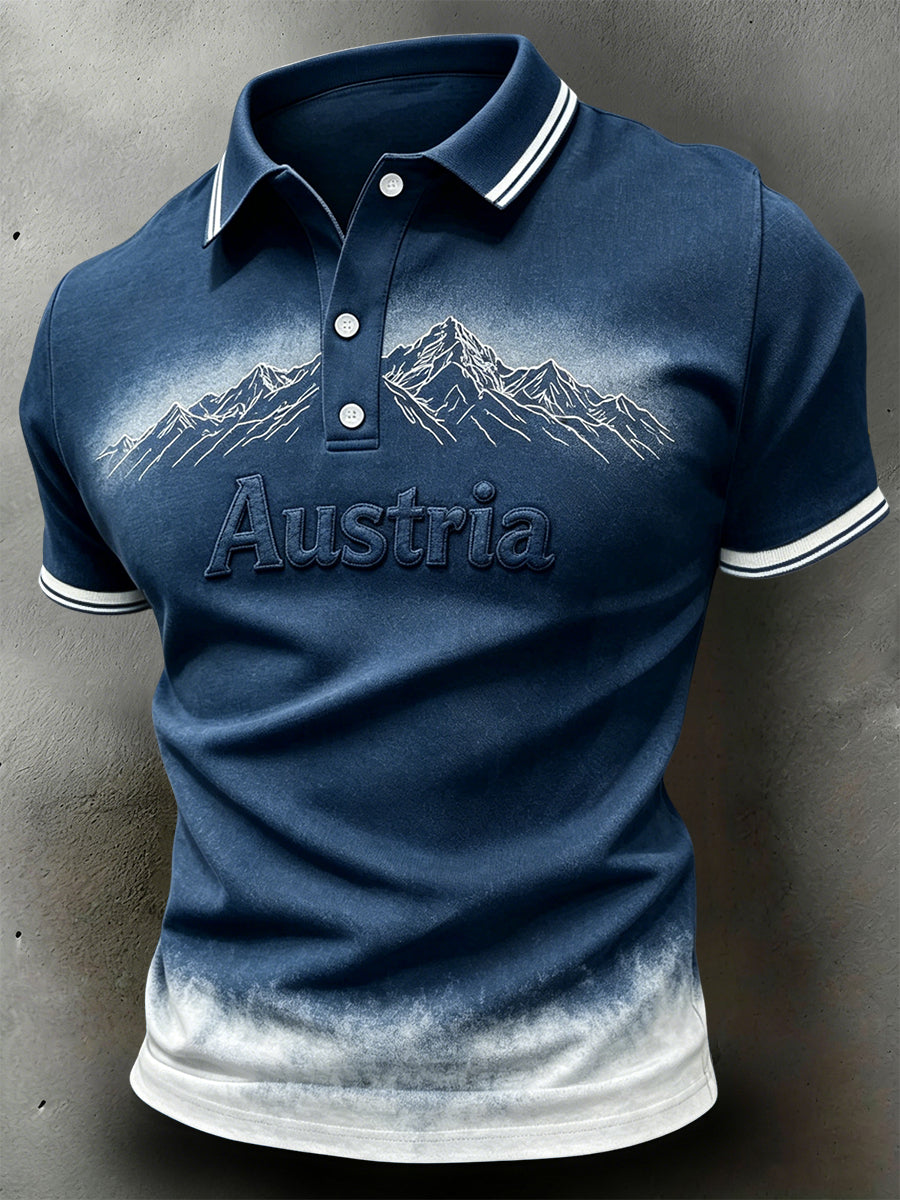 Retro österreich ische Alpen Outdoor Casual Polo Shirt