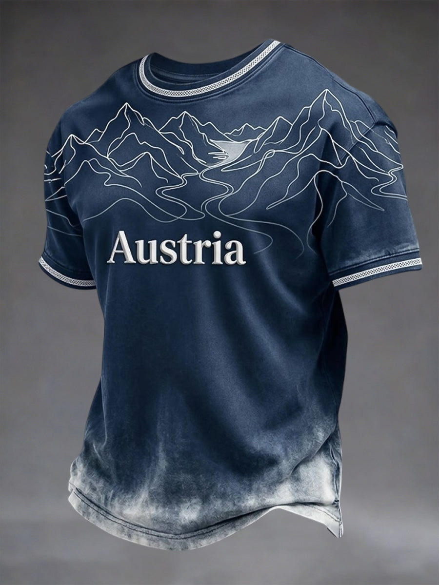 Retro abstrakt österreich ische Alpen Outdoor Casual T-Shirt