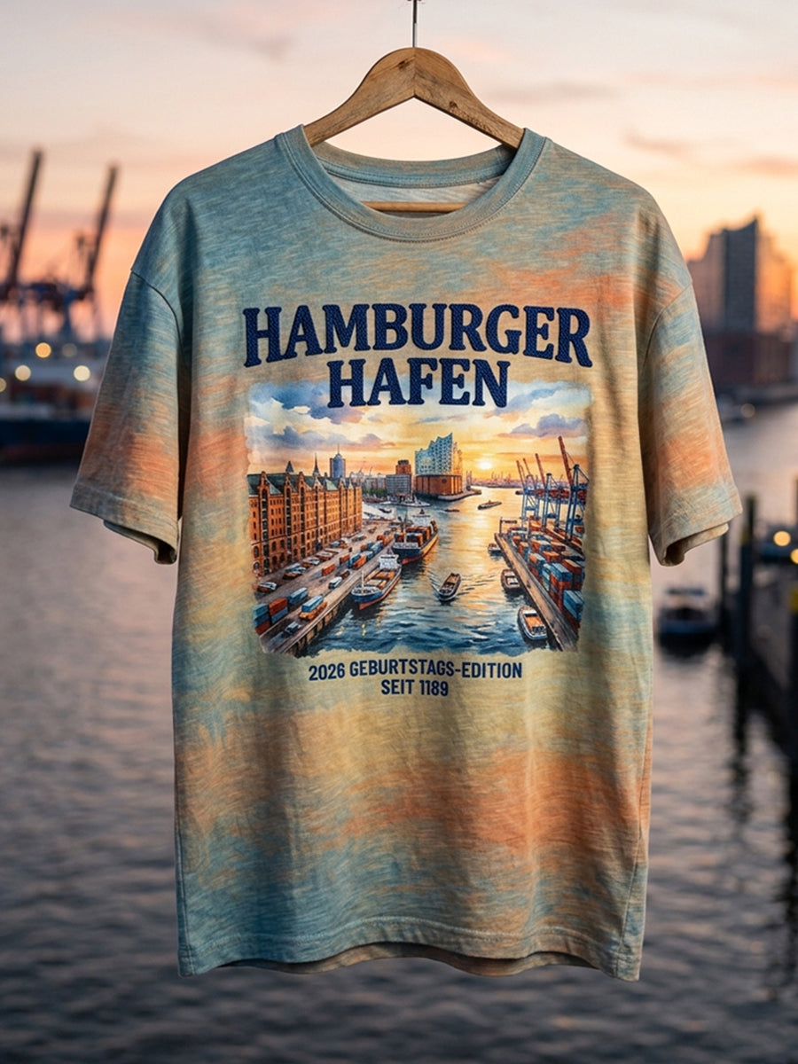 Herren-T-Shirt Hamburger Hafen 2026 Geburtstagsedition
