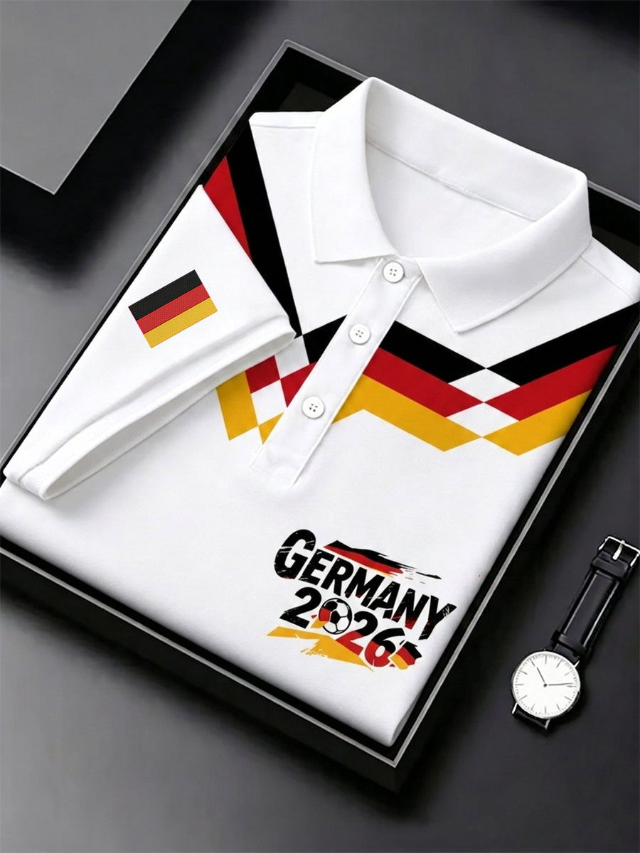 Herren-Fußballfan-Shirt mit Deutschland-Print und kurzen Ärmeln