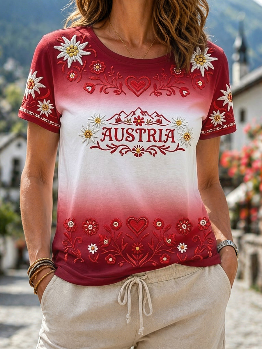 Damen Vintage Edelweiss Freizeit T-Shirt