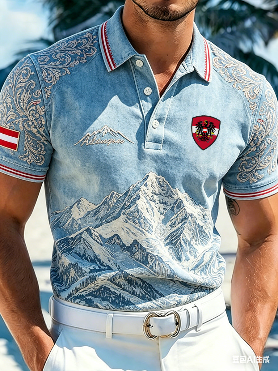 Kurzarm-Polo für Herren mit verzweifelter Szenen druck