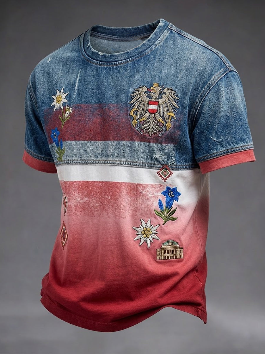 Retro österreichi scher Adler Steigung lässig T-Shirt