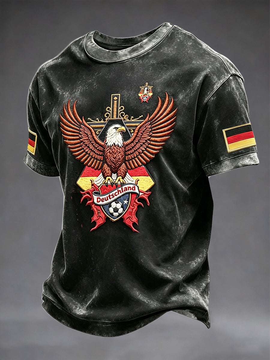 Schwarzer deutscher Fußball Adler 3D-gedrucktes lässiges T-Shirt für Männer