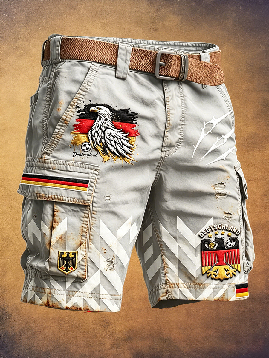 Herren Vintage Grau Deutscher Adler Fußball druck Freizeit arbeits shorts