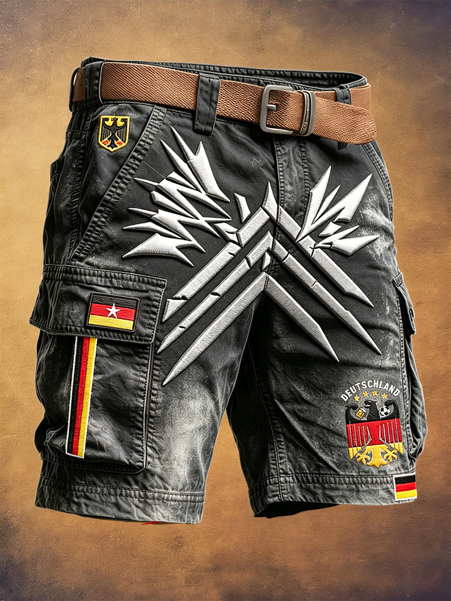 Herren Retro Schwarz Deutscher Fußball 3D-Druck Lässige Mode Arbeits shorts