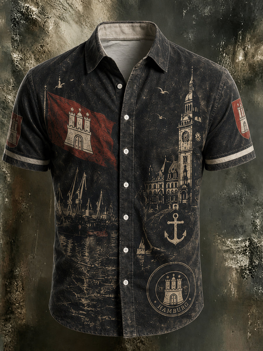 Männer Retro Hamburg City Harbour T-Shirt