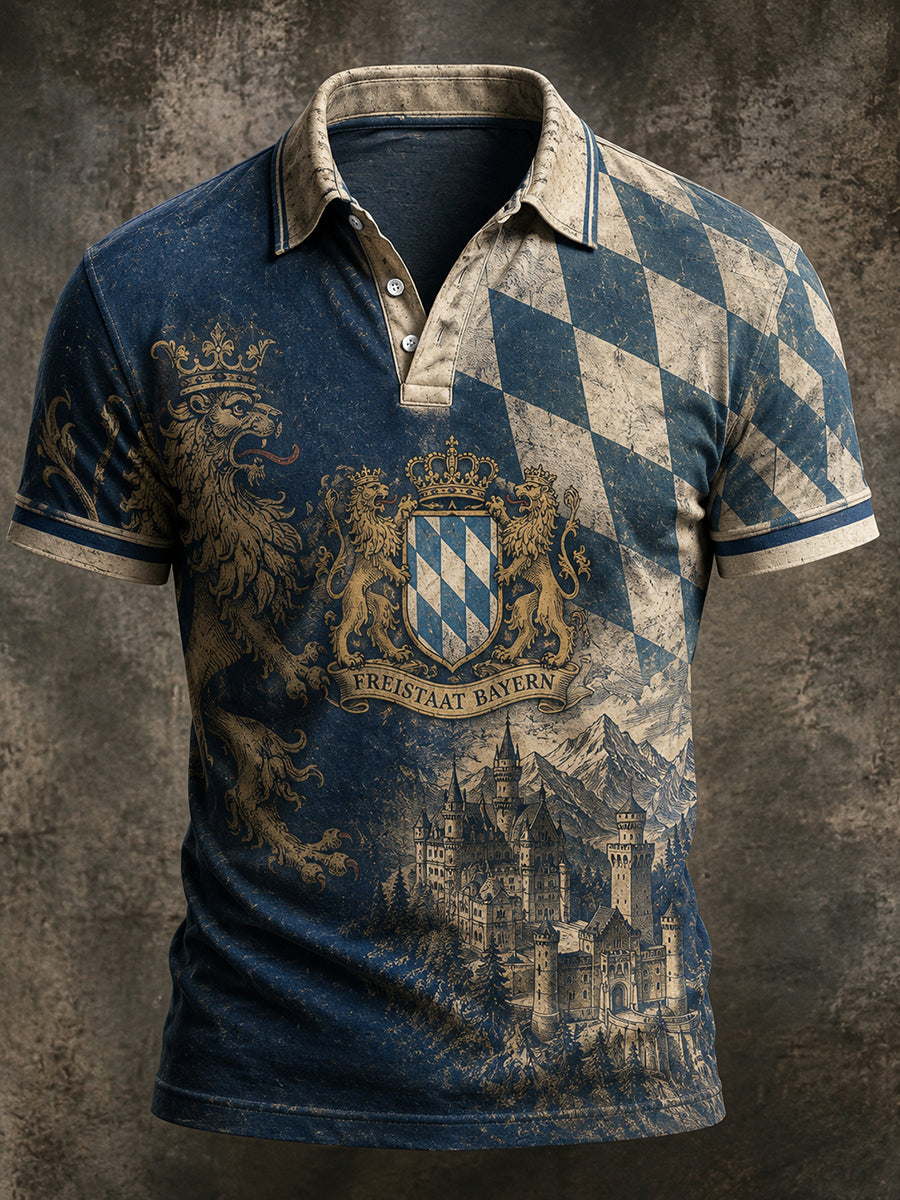 Herren Retro deutsche Bayern Print Freizeit hemd