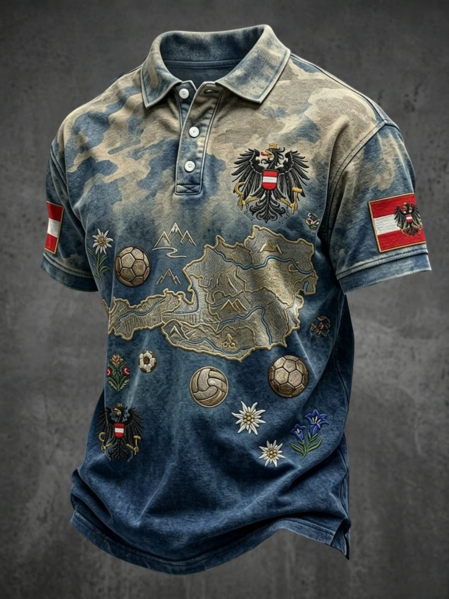 Retro österreich ische Tarnung Gradienten lässiges Polos hirt