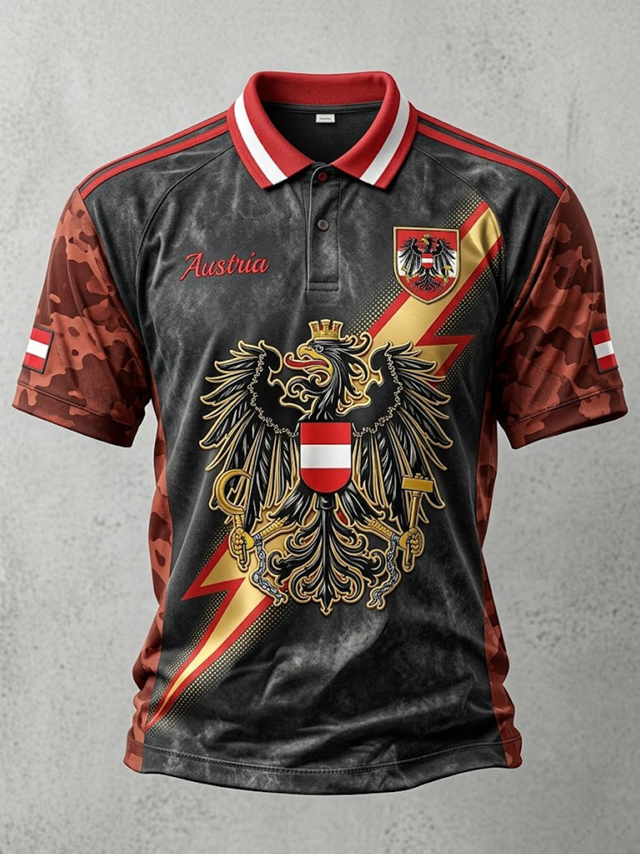 Herren-Poloshirt mit Österreich-Print