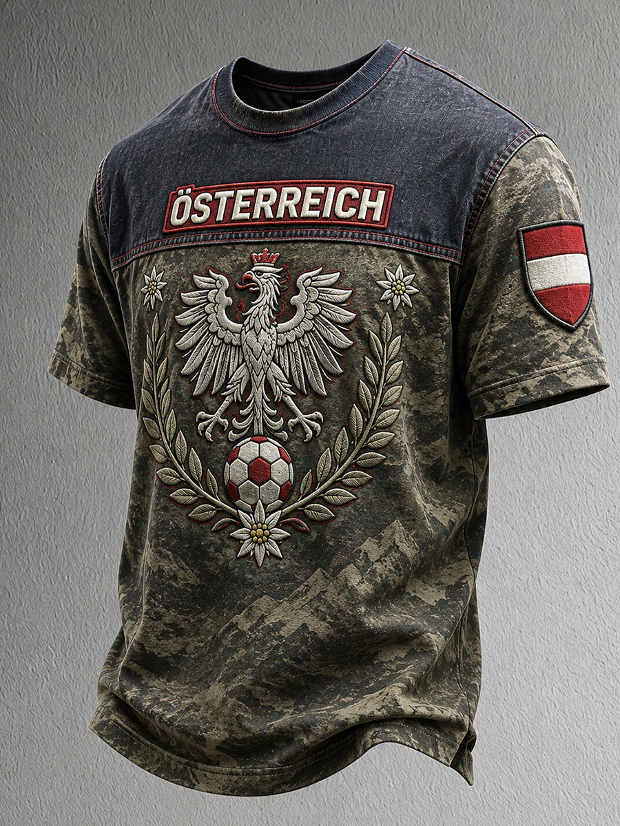 Retro-Österreichische Fußball-Fan‑Kunstdruck Lässiges Trikot