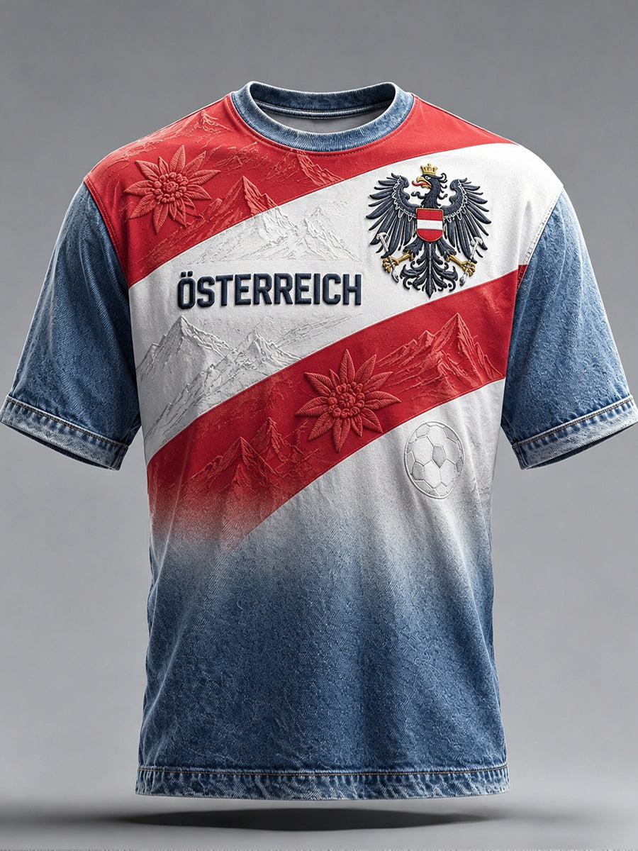 Retro-Österreichische Fußball-Fan‑Kunstdruck Lässiges Trikot
