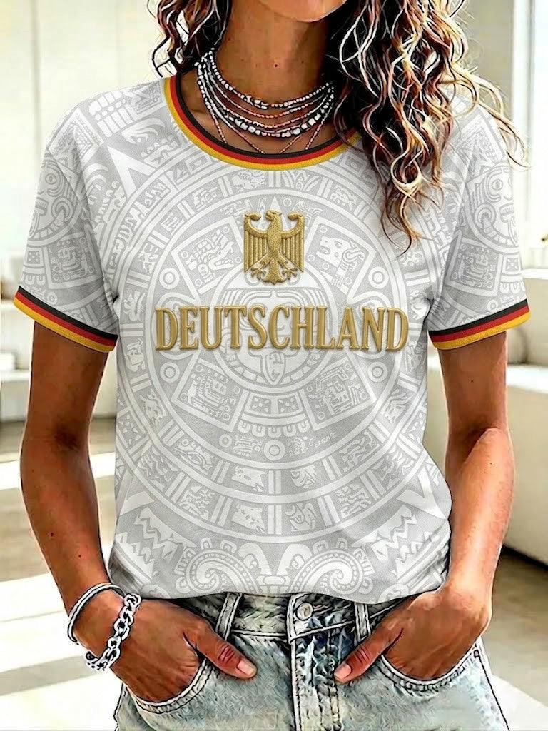 Damen-Fußball-T-Shirt mit Deutschland-Druck