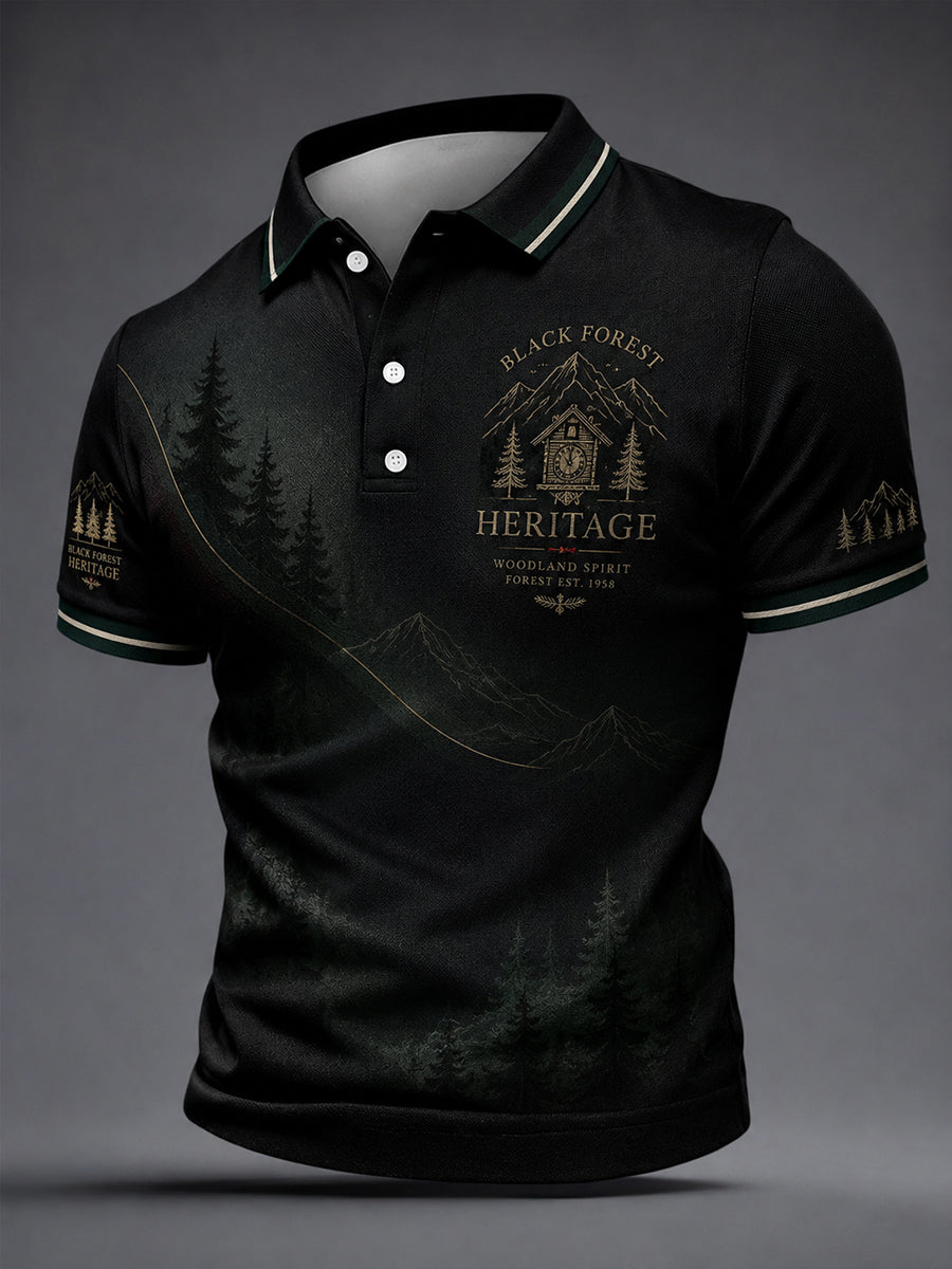 Herren-Schwarzwald-Design-Hemd mit kurzen Ärmeln