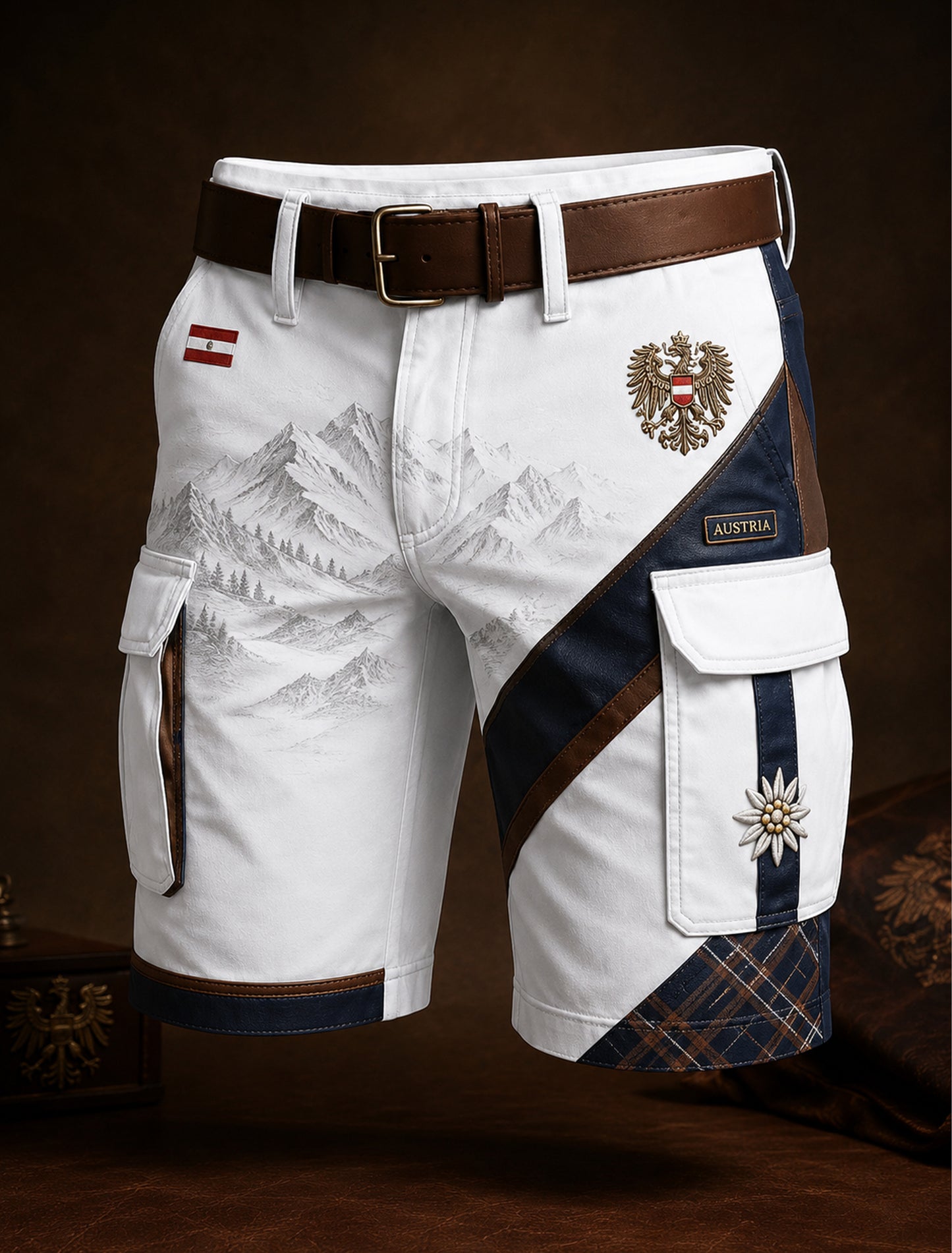 Herren-Shorts mit österreichischem Bergblumenmuster