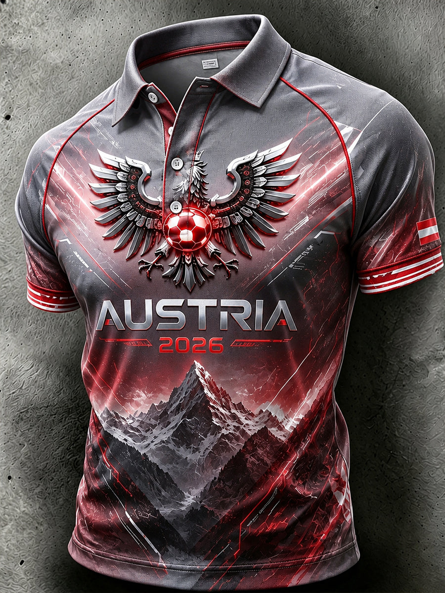 Herren-Poloshirt mit Fußballmotiv aus Österreich