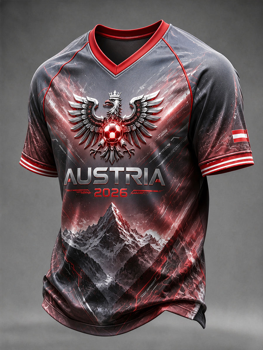 Herren-Fußball-V-Neck-T-Shirt aus Österreich