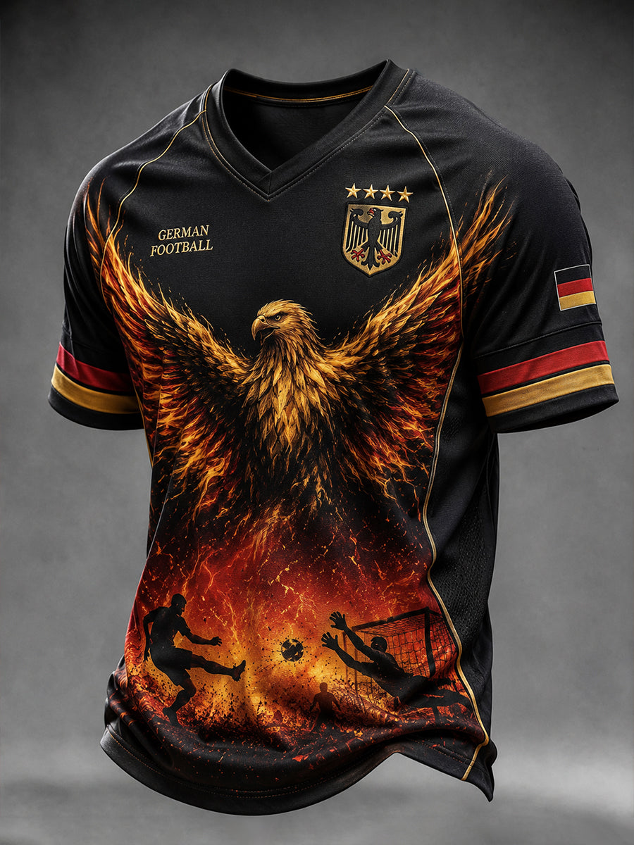 Herren-Fußball-V-Neck-T-Shirt aus Deutschland